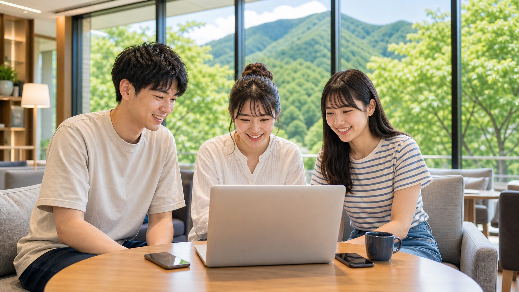 短期リゾートバイト求人を比較する若者たちのイメージ
