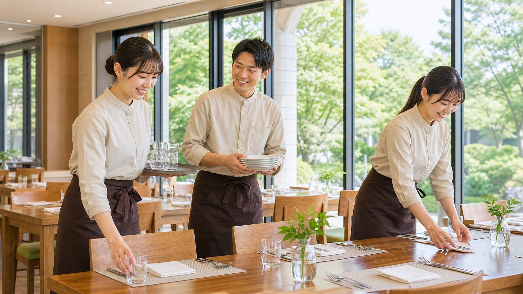 夏のリゾートホテルで働くスタッフのイメージ