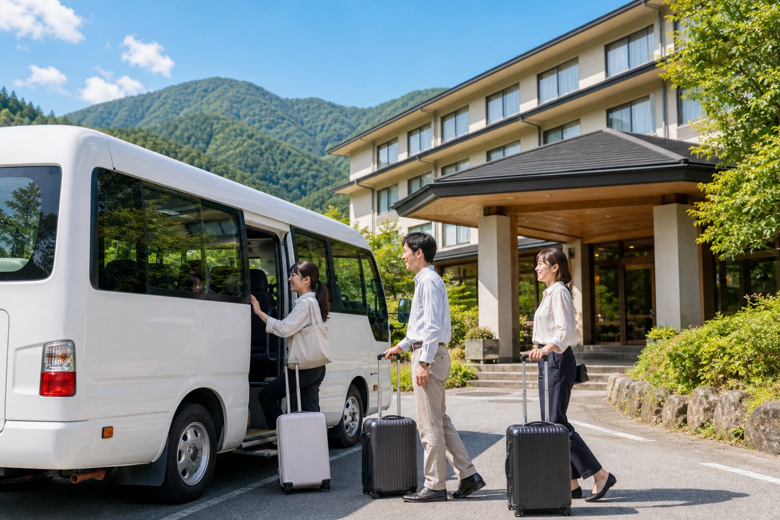 長野県のリゾートバイトで送迎車を利用するイメージ