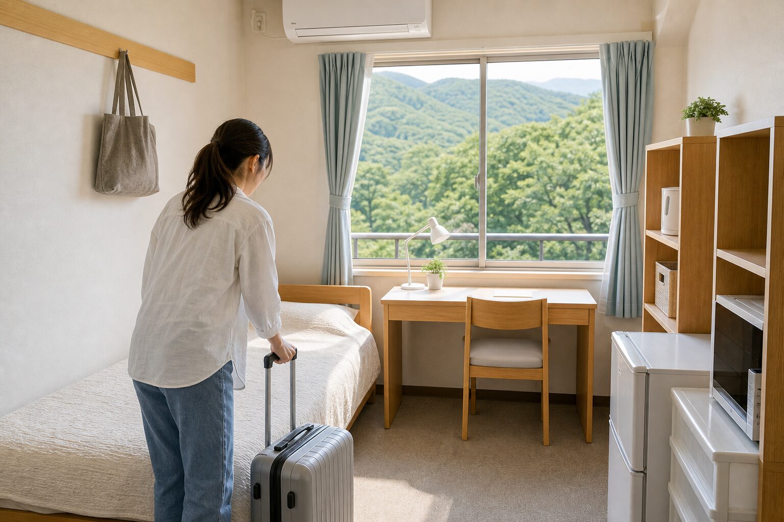 短期の住み込みバイトで利用する個室寮の写真