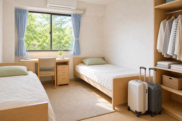 リゾートバイトのカップル同室寮をイメージした明るい部屋