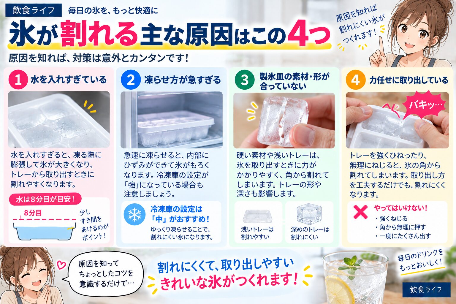 氷が割れる主な原因4つの図解