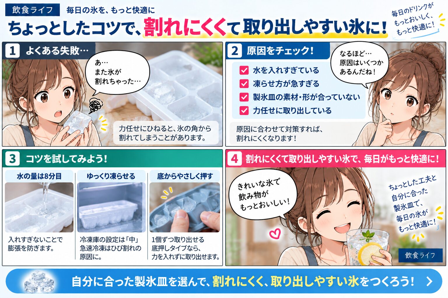 氷が割れにくくなるコツのまとめ図解