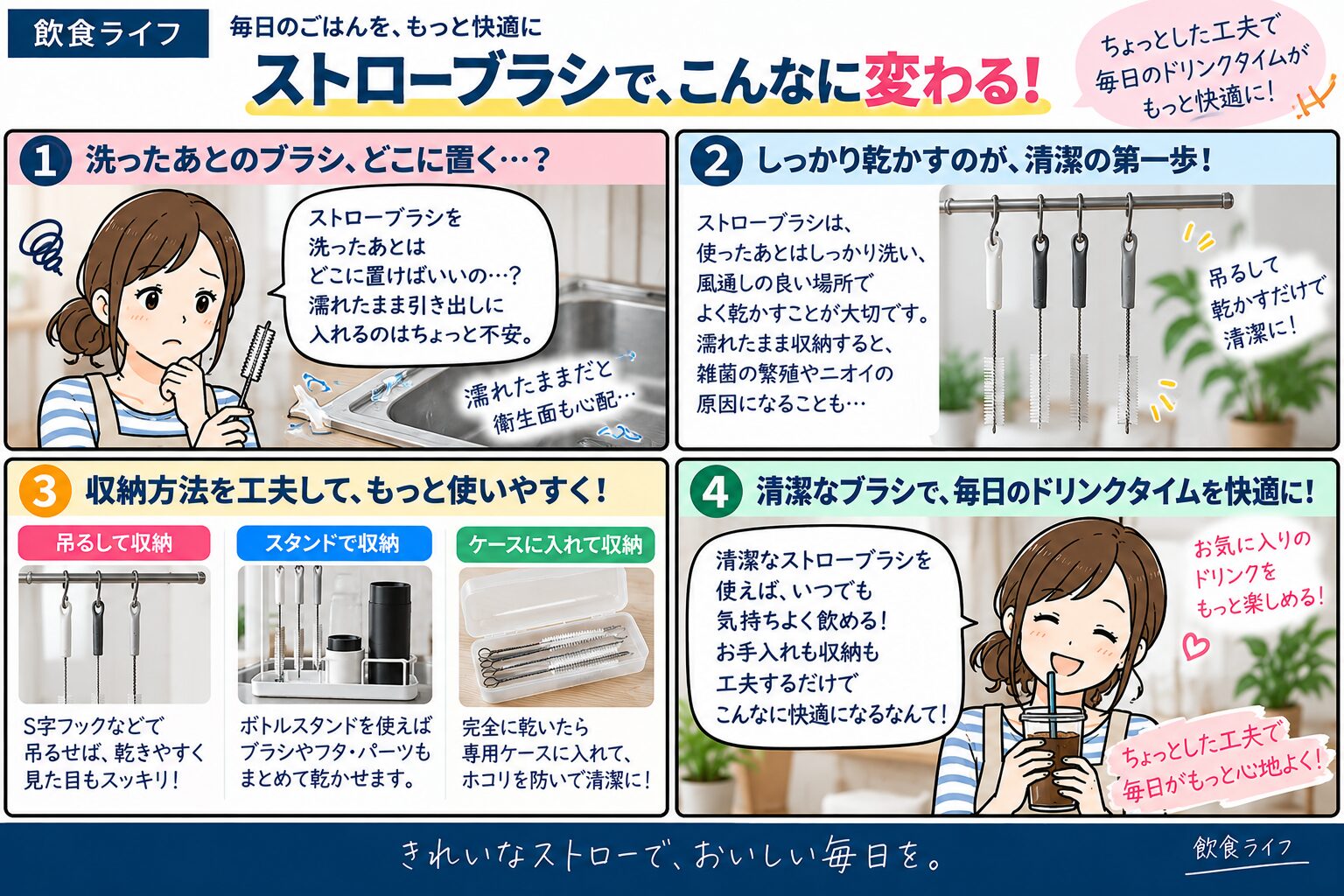 ストローブラシの乾かし方と収納方法4つのアイデア
