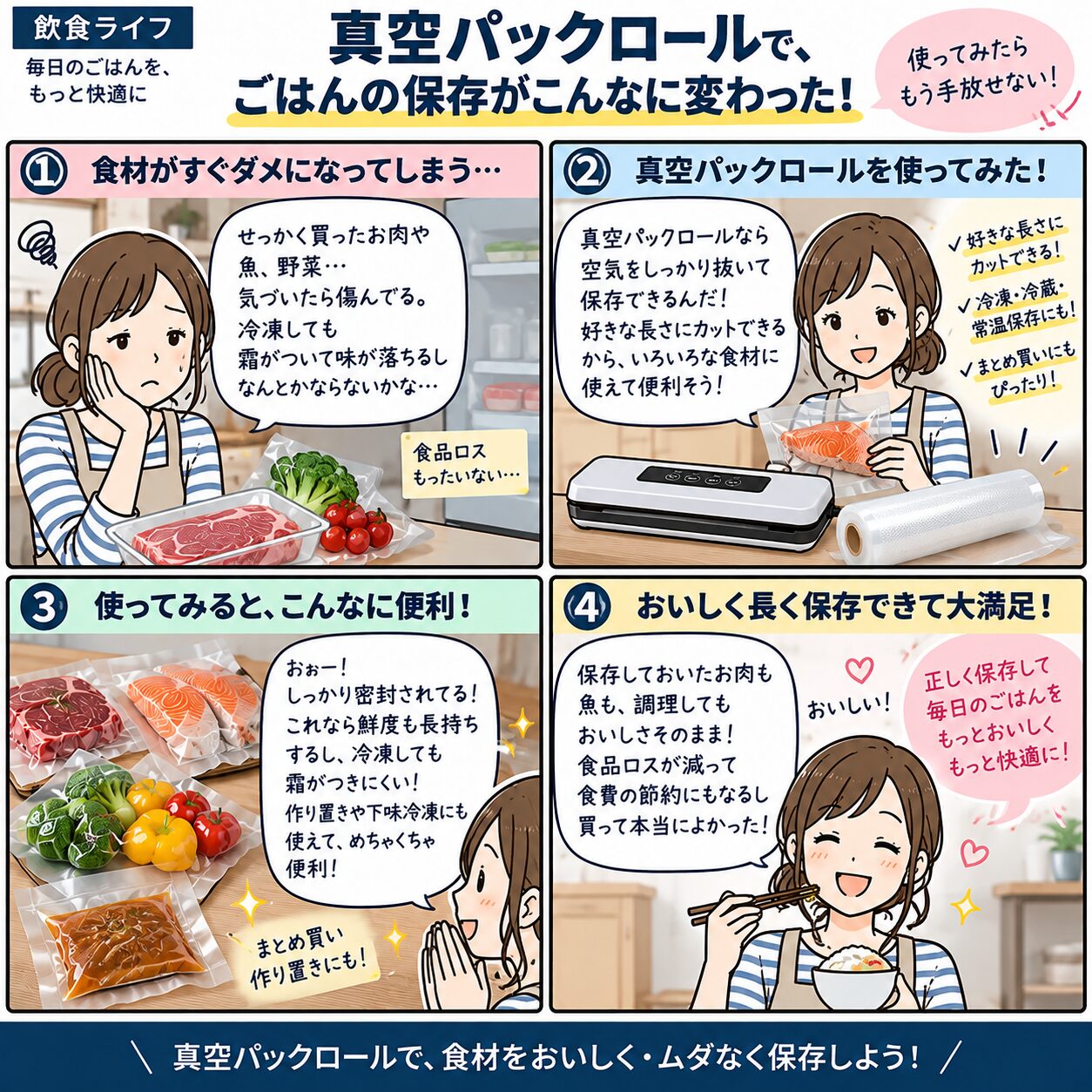 真空パック袋はロールとカット済みどっち？冷凍保存で失敗しない選び方
