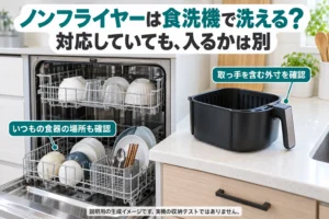 ノンフライヤーは食洗機で洗える？対応部品と「家の食洗機に入るか」を確認