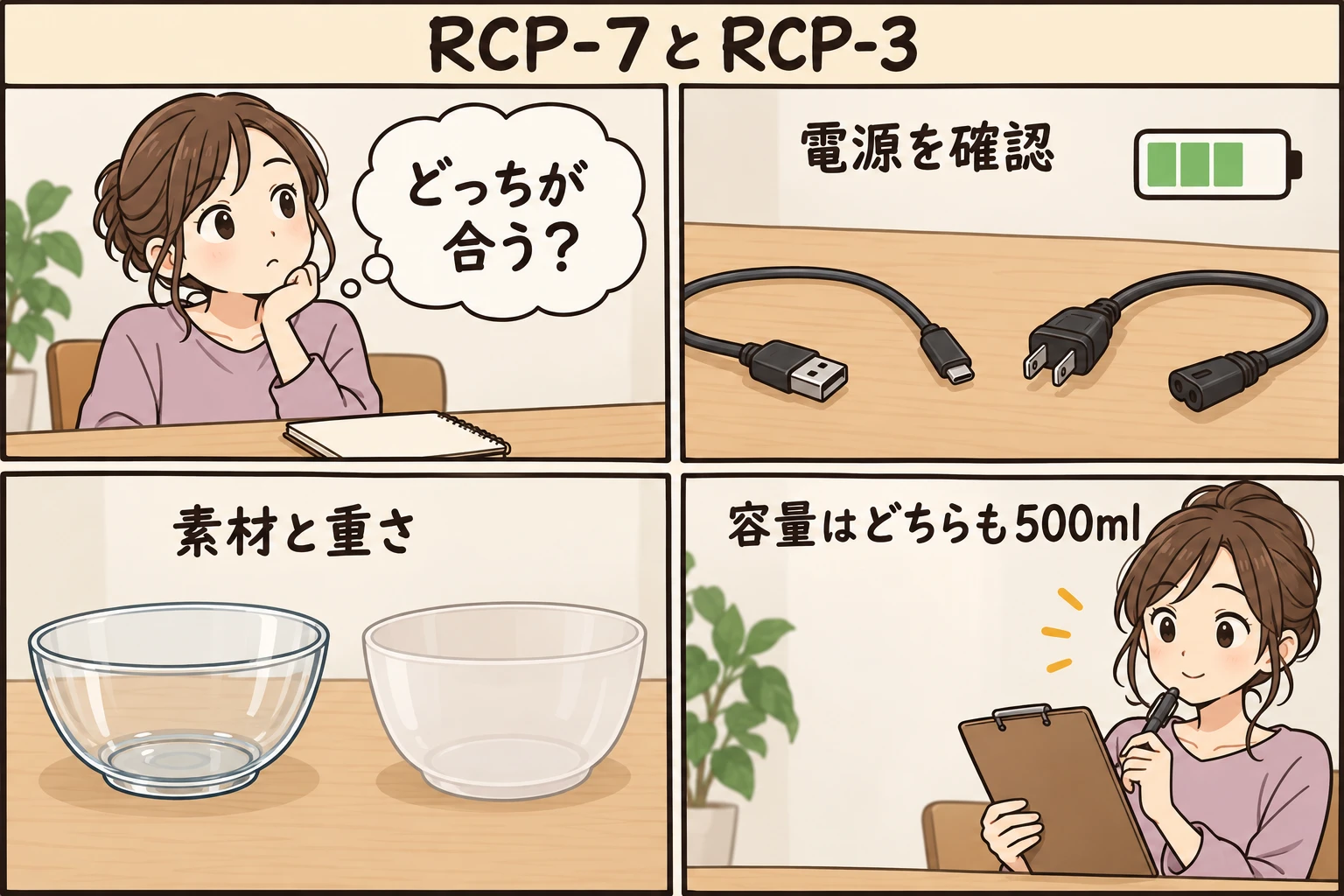 レコルト ボンヌRCP-7とRCP-3どっち？コードレス・ガラスカップ・価格差で選ぶ