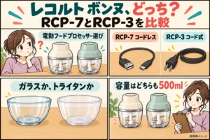 レコルト ボンヌRCP-7とRCP-3どっち？コードレス・ガラスカップ・価格差で選ぶ
