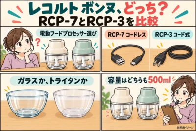 レコルト ボンヌRCP-7とRCP-3どっち？コードレス・ガラスカップ・価格差で選ぶ