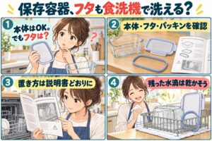 保存容器はフタまで食洗機で洗える?本体・パッキンの対応範囲を確認