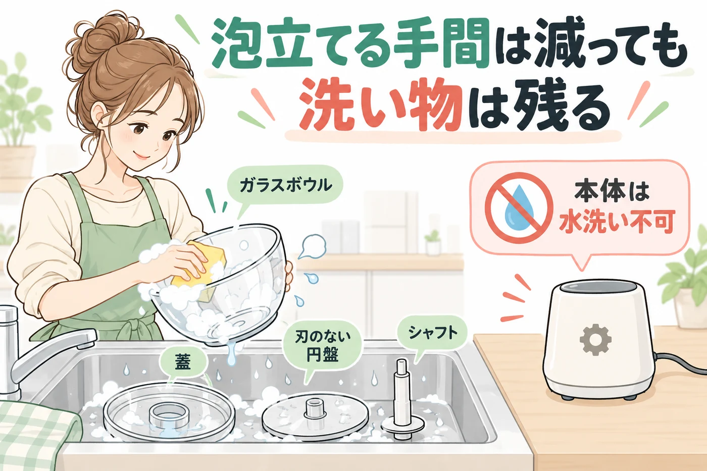 部品の手洗いと本体水洗い禁止