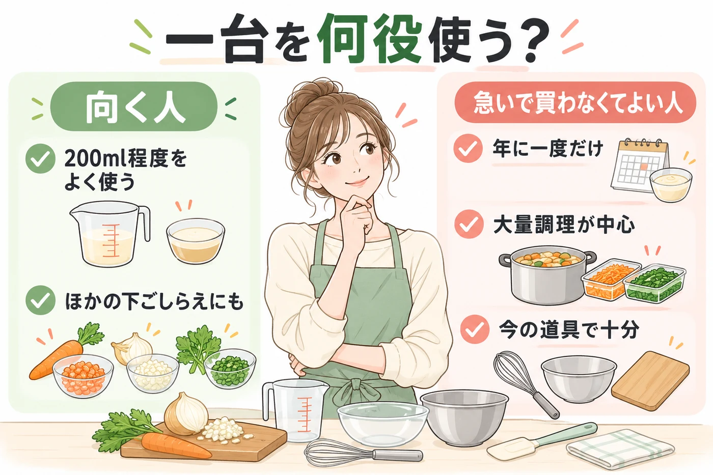 使用頻度とほかの用途から購入を判断する比較