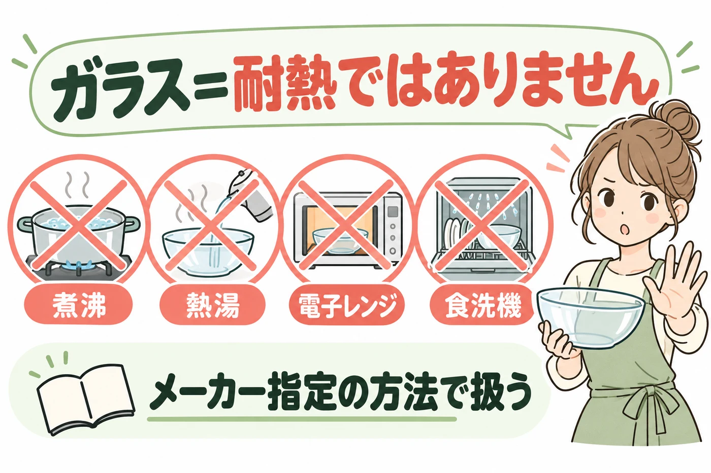 ガラスでも耐熱ではない注意