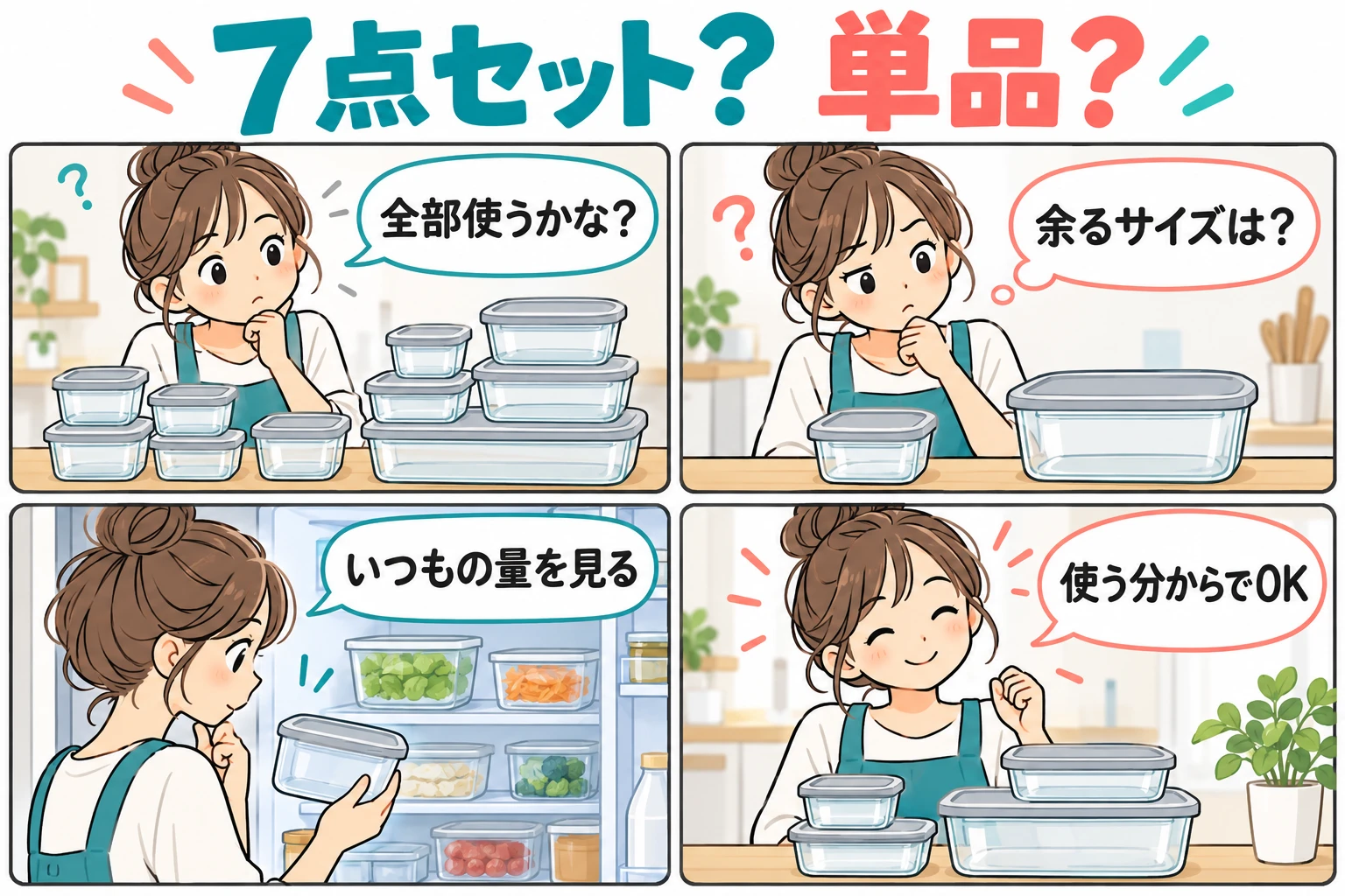 iwakiパック＆レンジは7点セットと単品どっち？使わないサイズを増やさない選び方