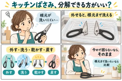 キッチンばさみは分解できる方がいい？鳥部製作所KS-203の洗いやすさと注意点