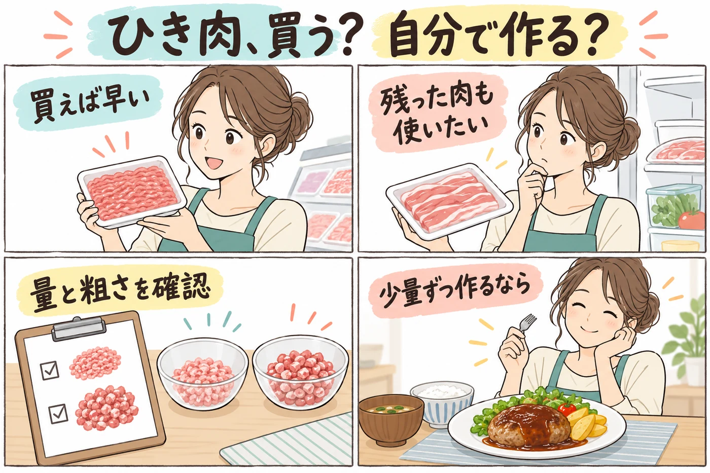 レコルト ボンヌRCP-7でひき肉は作れる?150g・200gの上限と粗びきのコツ