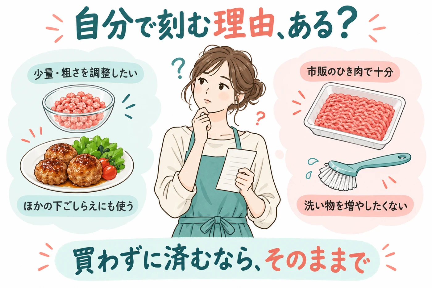 少量や粗びきを作りたい人と市販品で十分な人の比較
