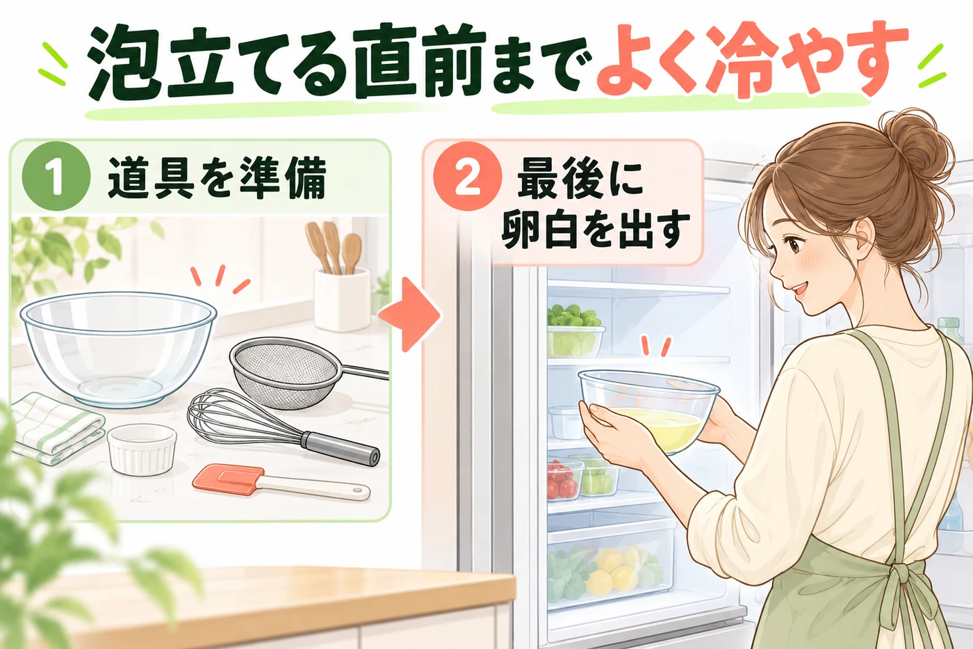 卵白を直前まで冷やす準備