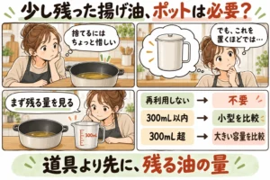 少量の揚げ油にオイルポットは必要？300mlで足りる人と買わなくてよい人