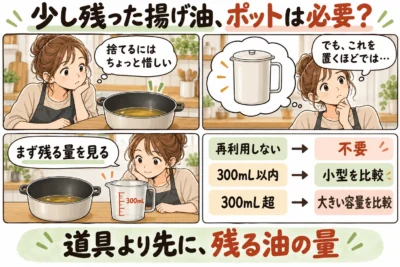少量の揚げ油にオイルポットは必要？300mlで足りる人と買わなくてよい人