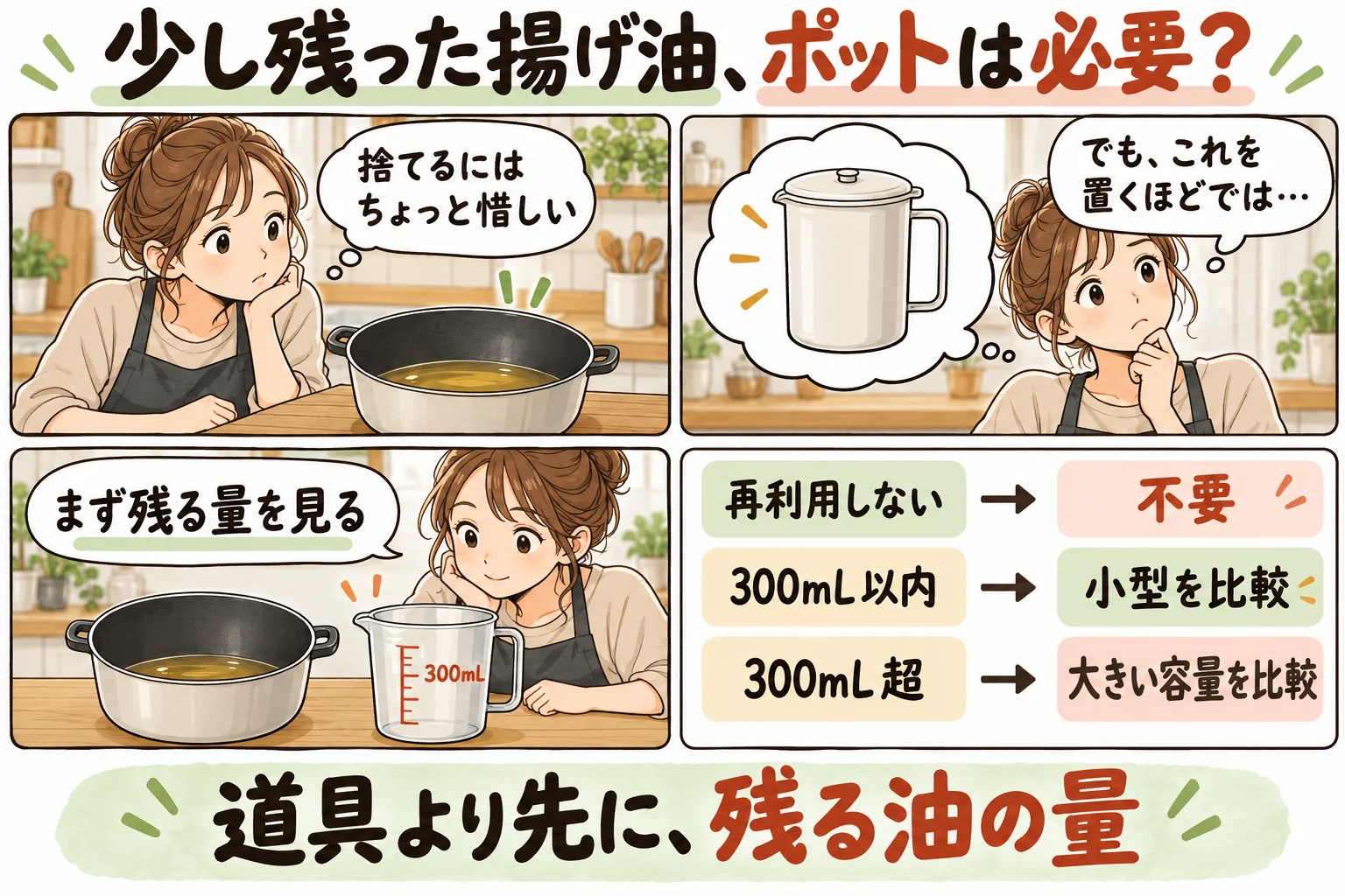 少量の揚げ油にオイルポットは必要？300mlで足りる人と買わなくてよい人