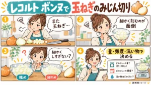 レコルト ボンヌRCP-7で玉ねぎのみじん切りはラク？200gまで・細かくしすぎない使い方