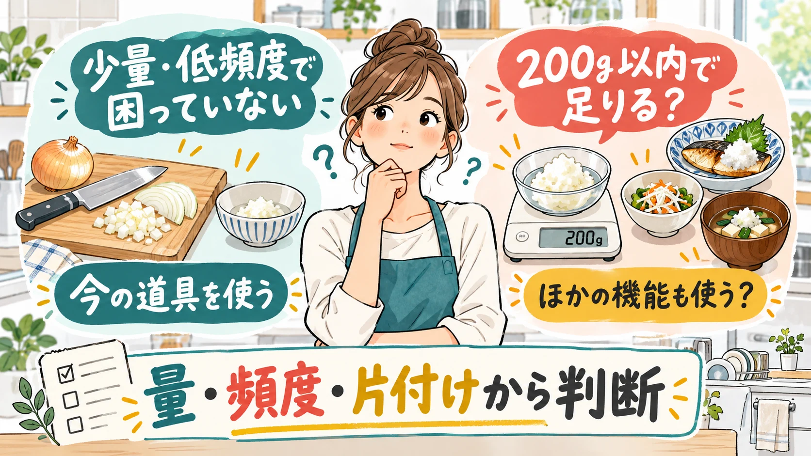 玉ねぎの使用量と頻度や他の機能から購入を考える図