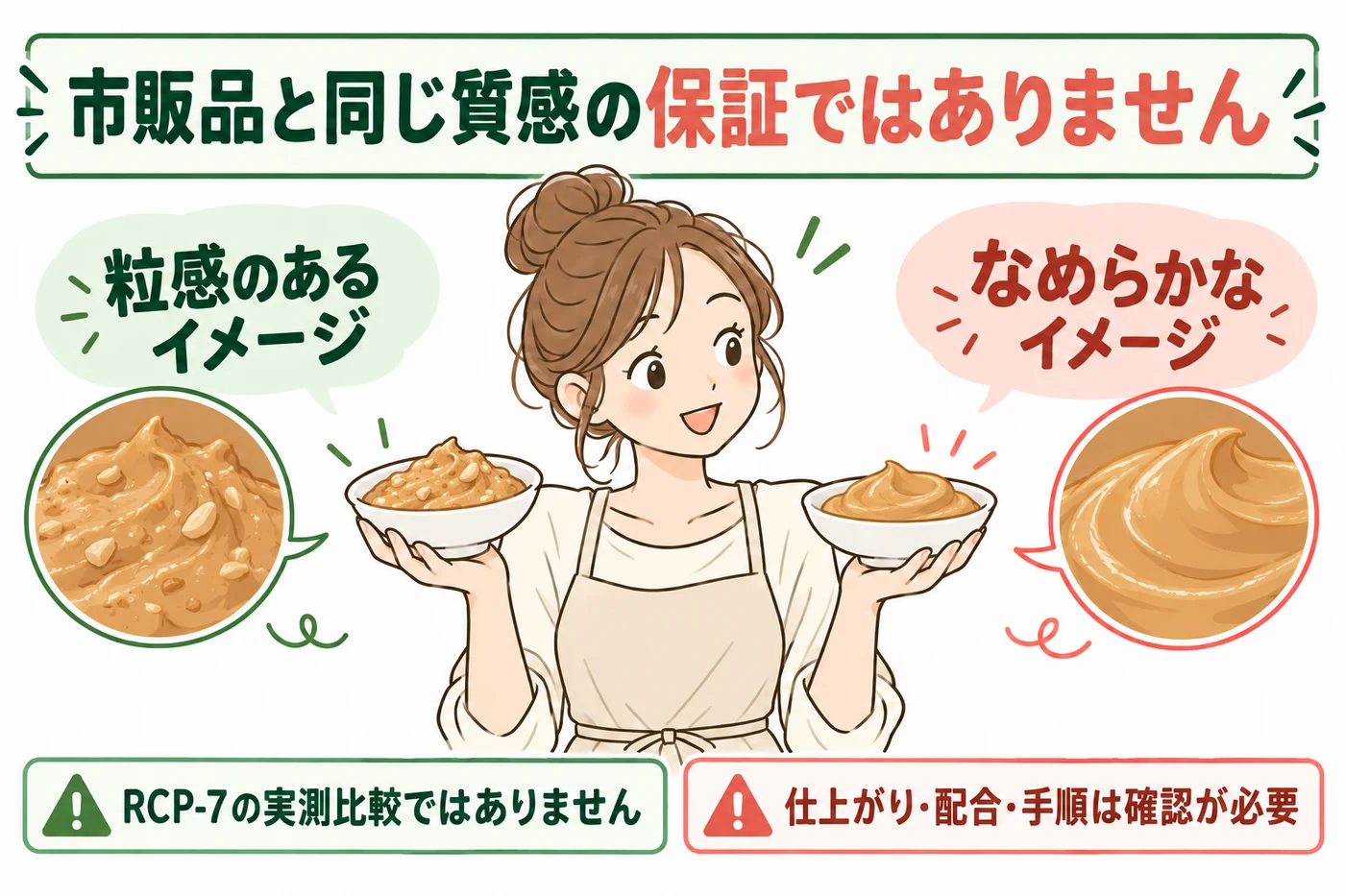 粒感やなめらかさは保証ではなくイメージとして説明