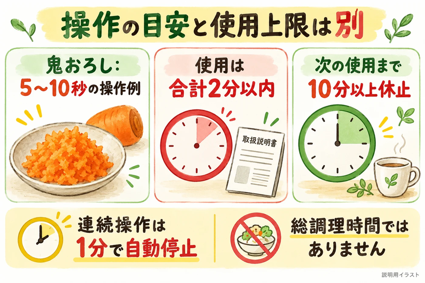 運転の目安と使用上限を区別