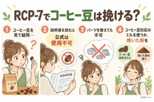 レコルト ボンヌRCP-7でコーヒー豆は挽ける?公式では使用不可・ミル代わりにしない