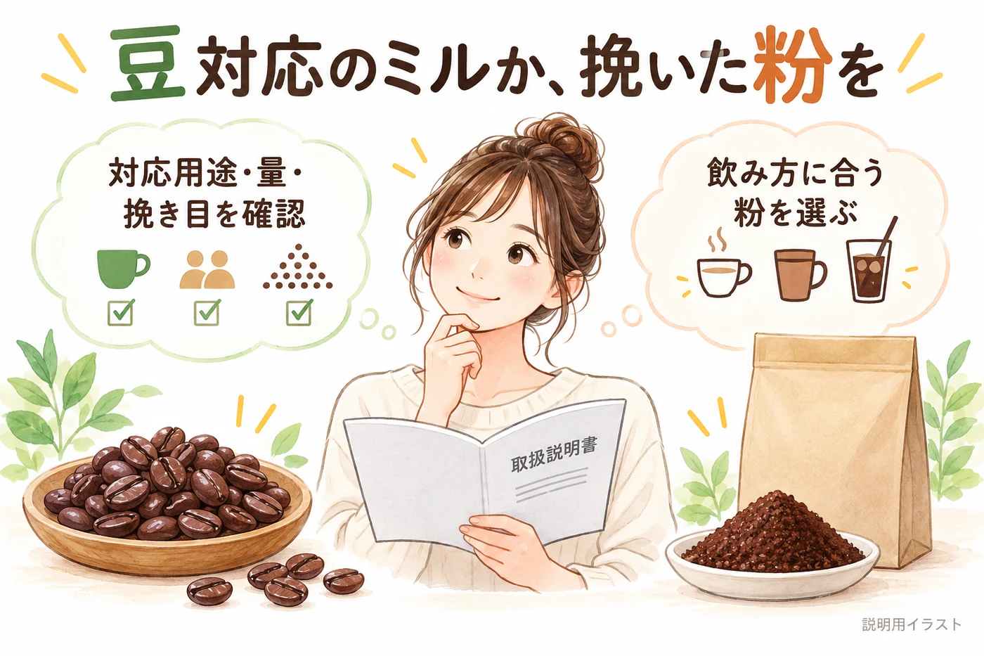 コーヒーには対応ミルか挽いた粉を用意する