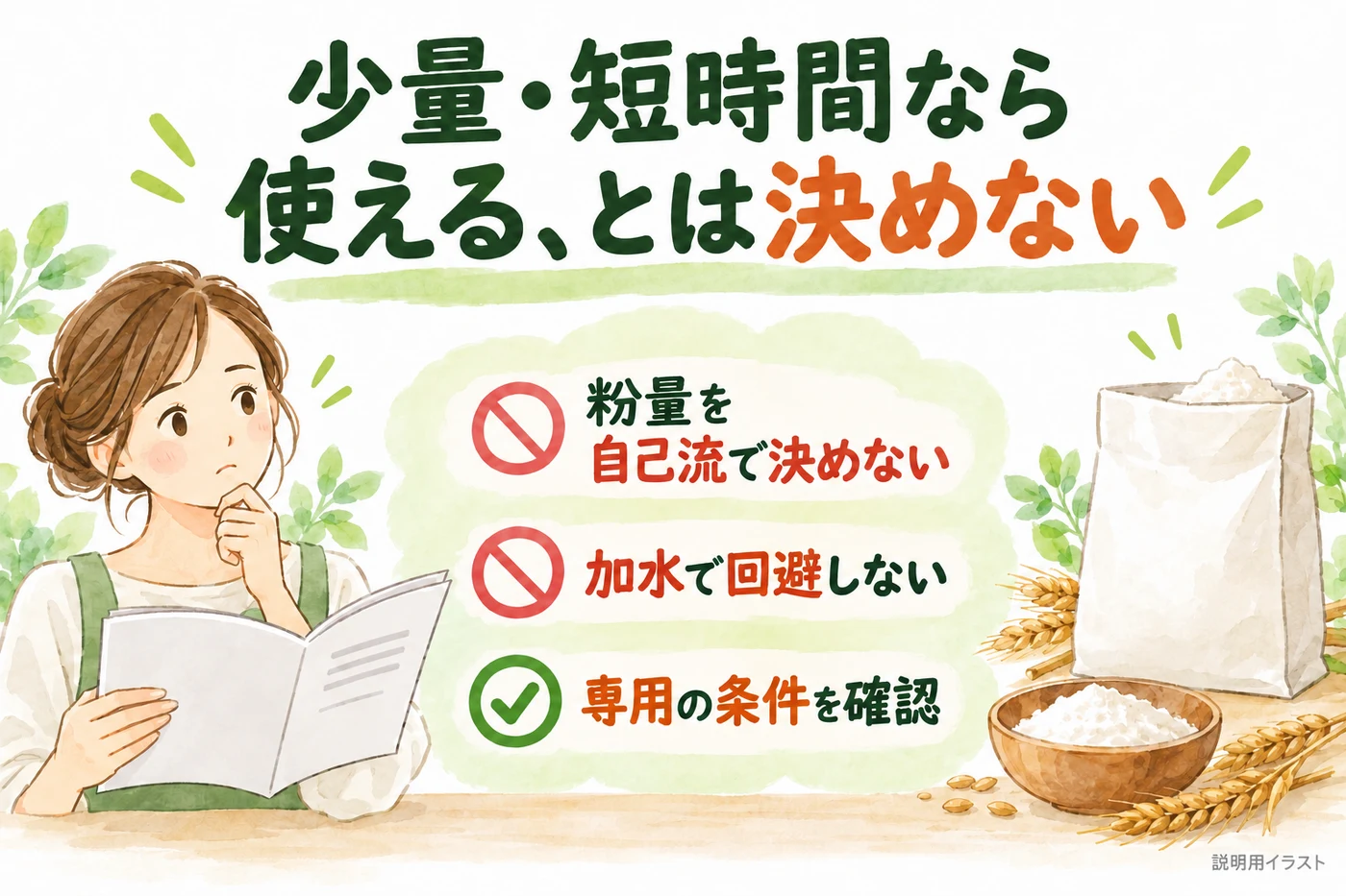 少量や加水など自己流の条件で使わない