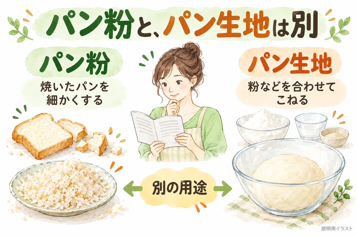 パン粉作りとパン生地をこねる工程は別