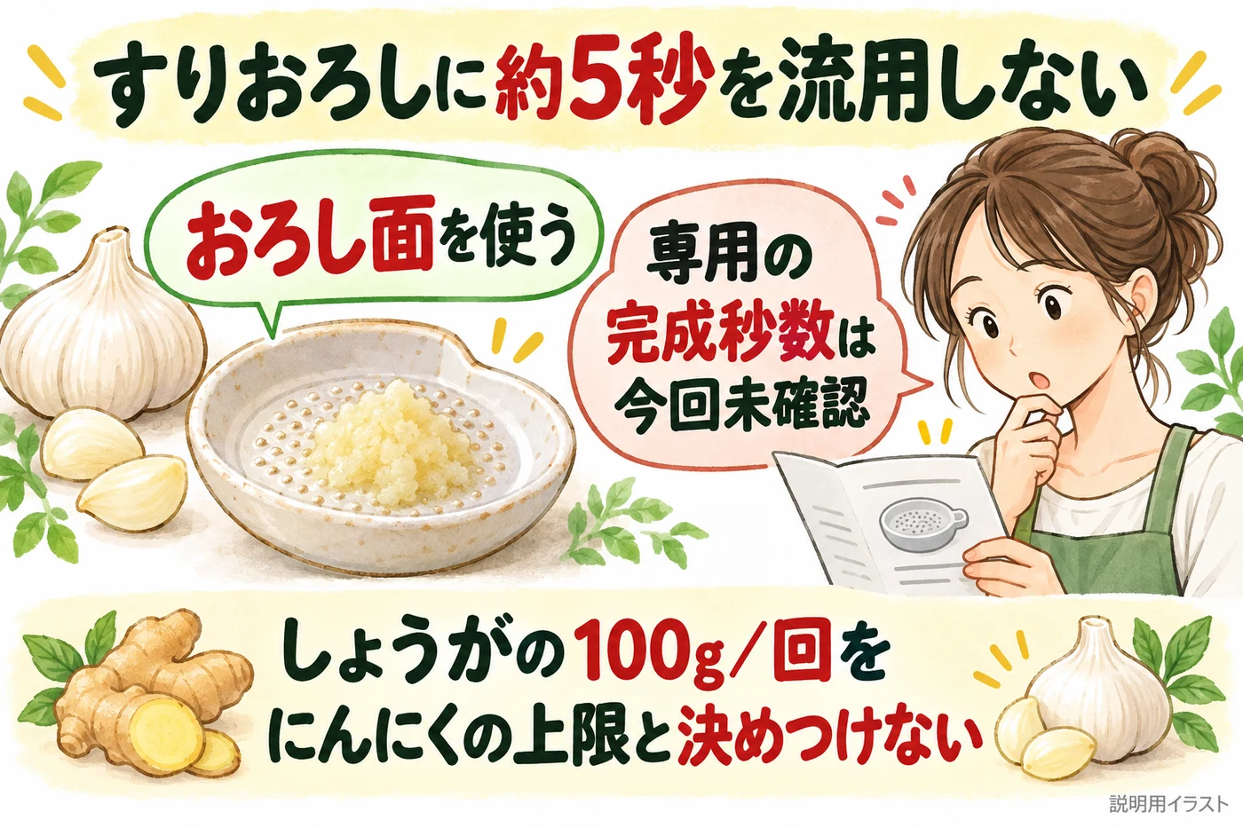 にんにくおろしにみじん切りの約5秒を流用しない