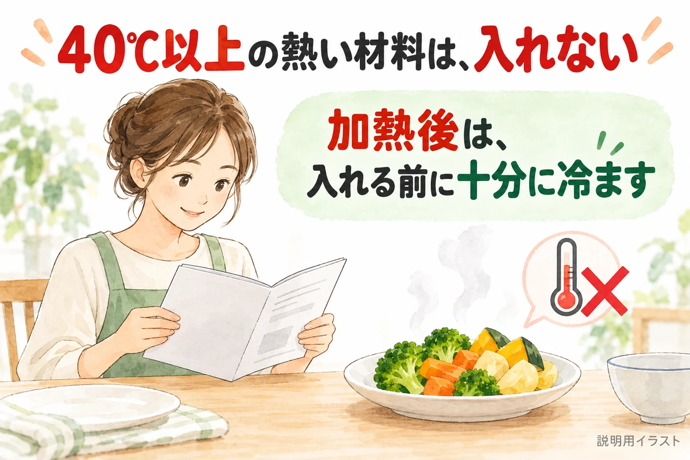 40℃以上の食材は入れず十分に冷ます