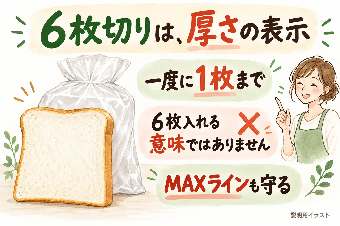 6枚切り食パンは一度に1枚まで
