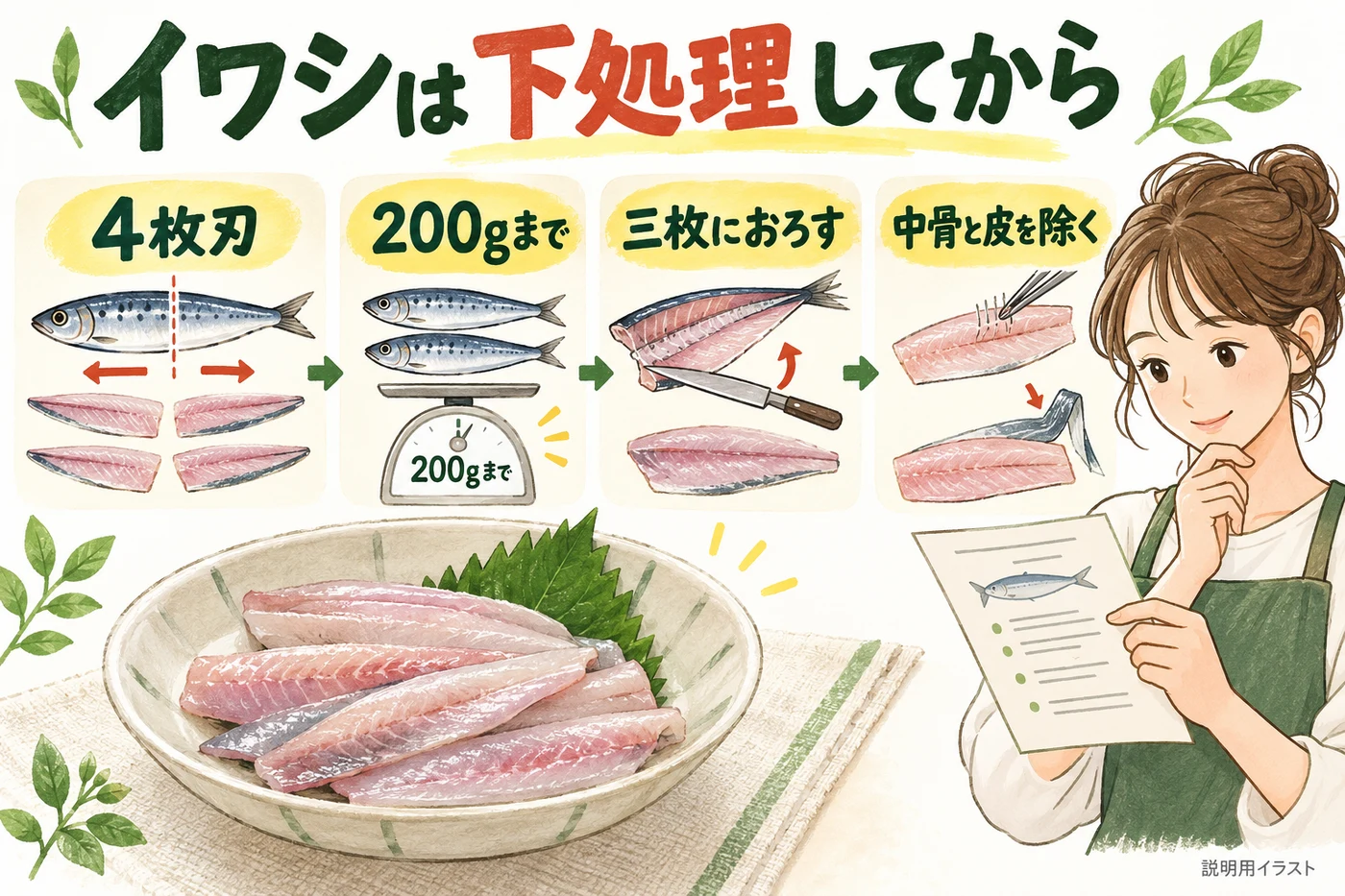 イワシのパーツと量と下処理