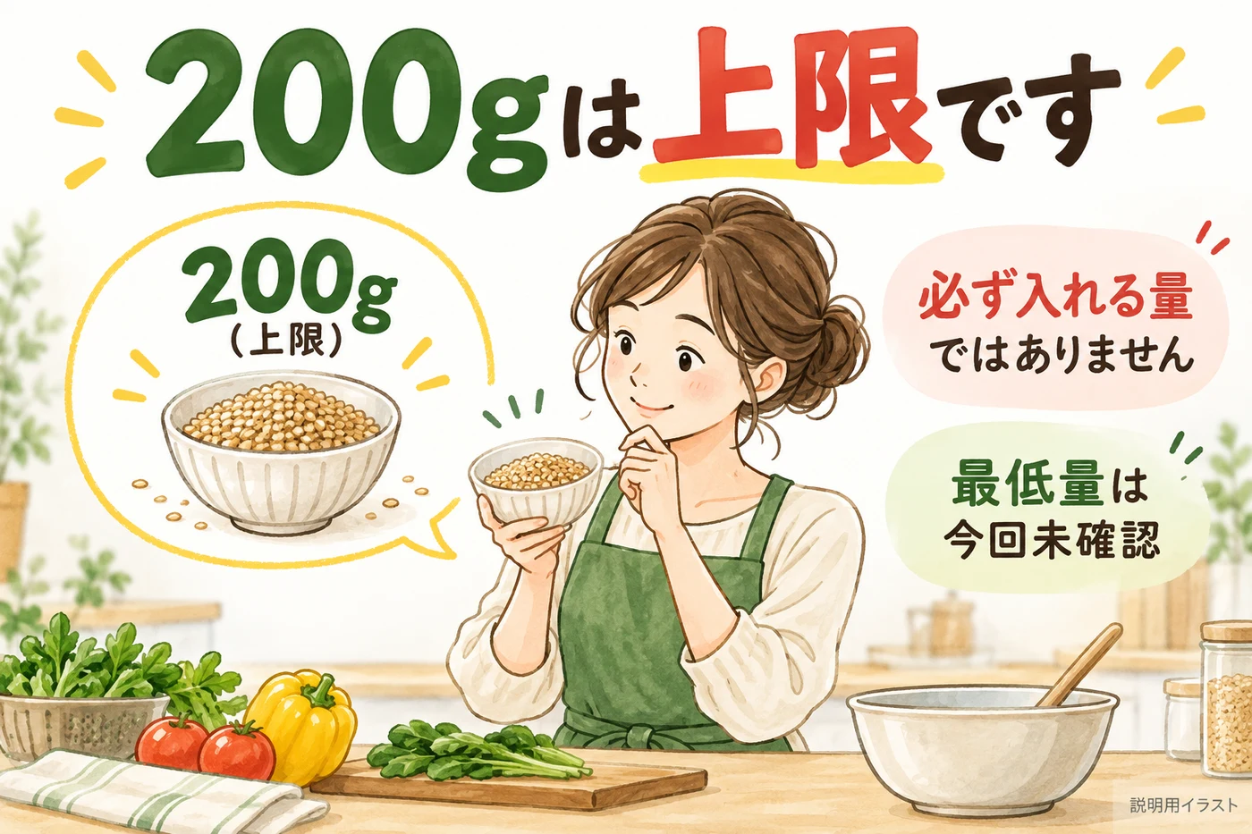 200gは必須量ではなく上限で、最低量は未確認