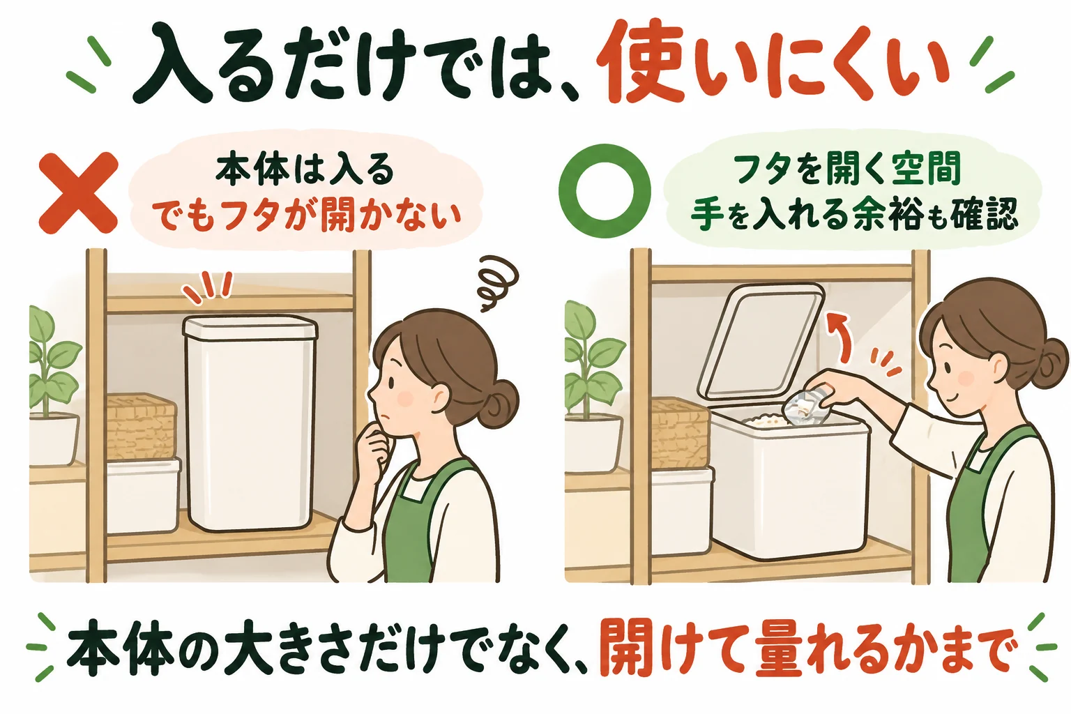 本体が入るだけでなく、フタを開いて手を入れる余裕を確認
