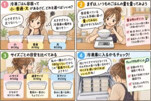 冷凍ごはん容器は小・普通・大どれ？いつもの一膳からサイズを選ぶ
