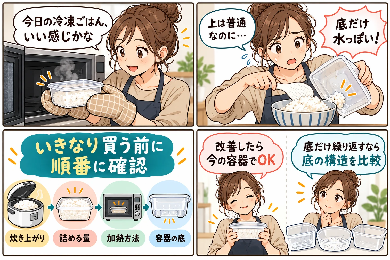 冷凍ごはんがべちゃべちゃになる時は？詰め方と容器を替える前の見直し方