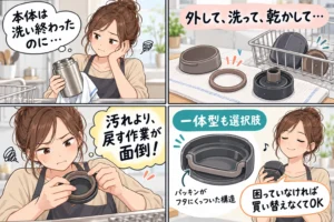 スープジャーのパッキンを洗うのが面倒な時は？一体型へ替える前の確認点