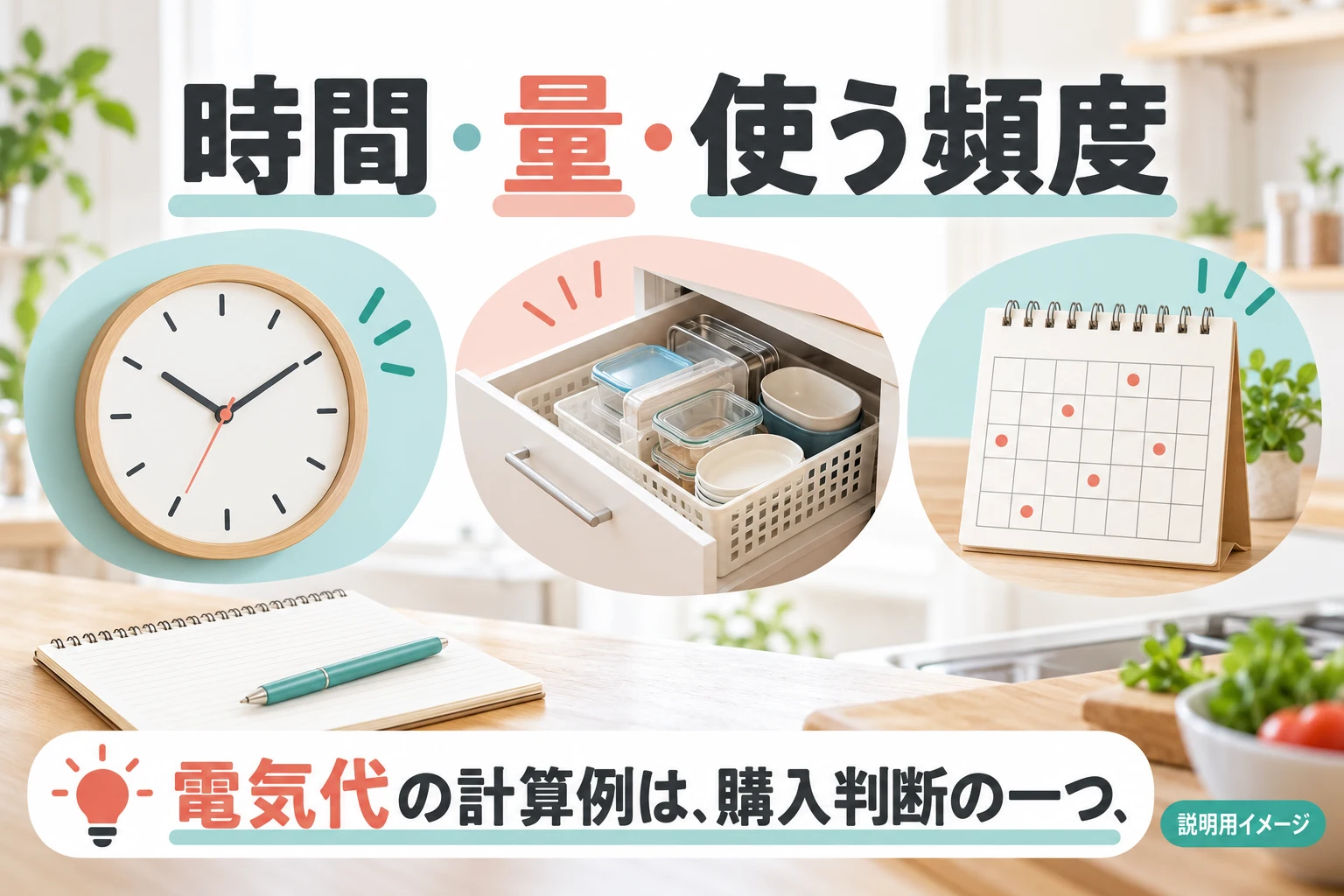 使用時間・量・頻度から購入を考える（説明用の生成イメージ）