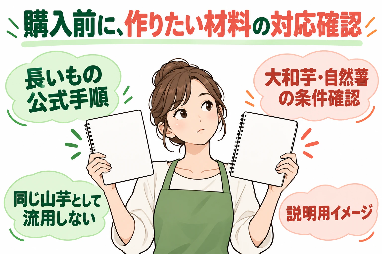 購入前に作りたい材料への対応を確認(説明用の生成イメージ)