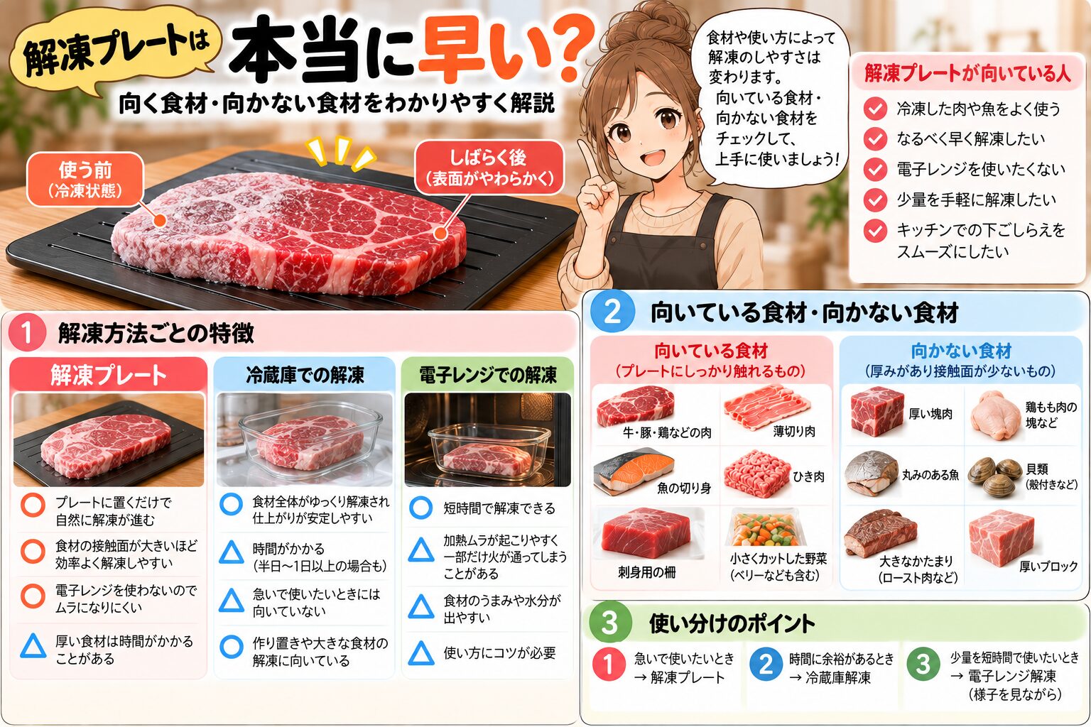 解凍プレートは本当に早い?向く食材と向かない食材