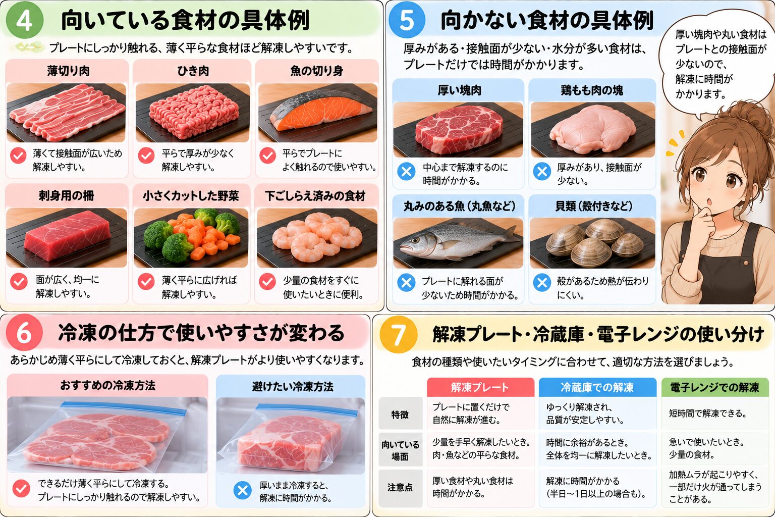 解凍プレートに向く食材と向かない食材の具体例