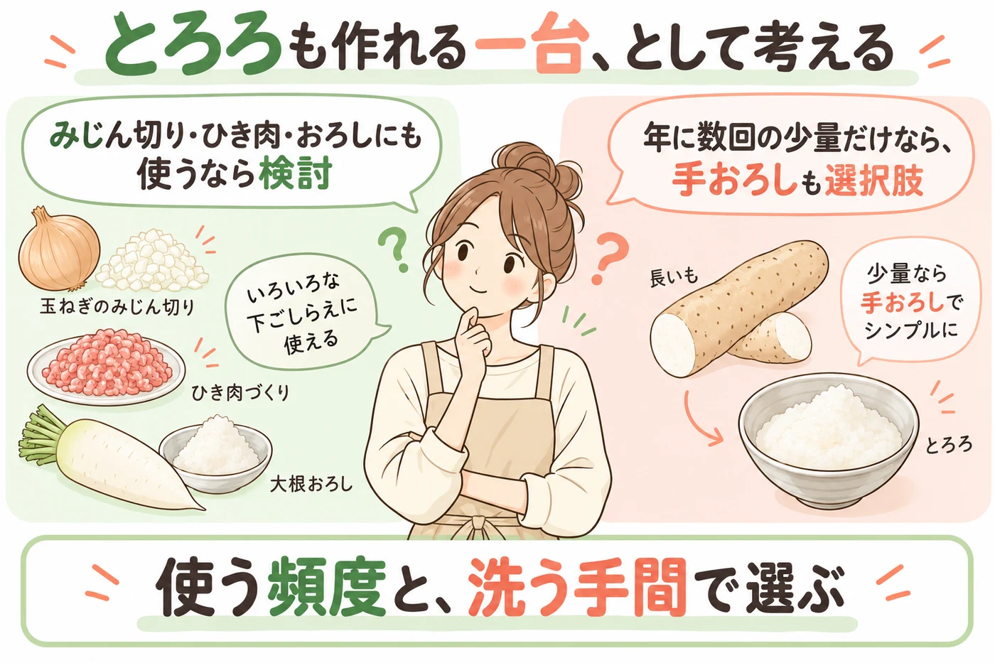 とろろ以外の用途と買わない条件で購入を考える説明