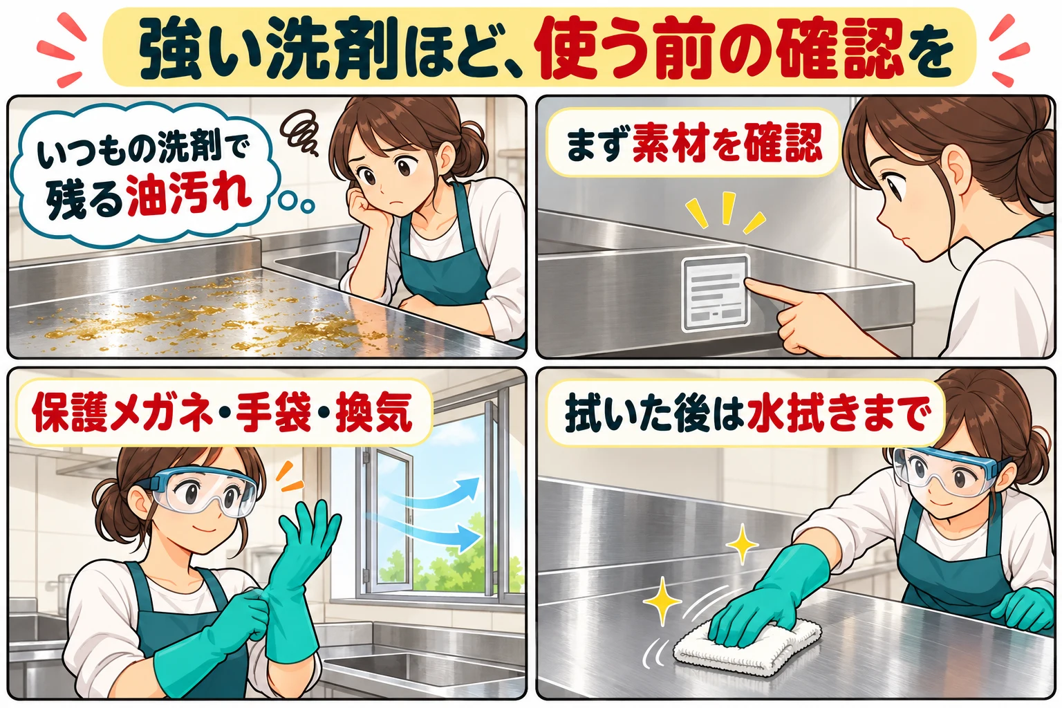 リンレイ ウルトラハードクリーナー油汚れ用を厨房で使った感想|落ちた汚れ・使えない素材・注意点